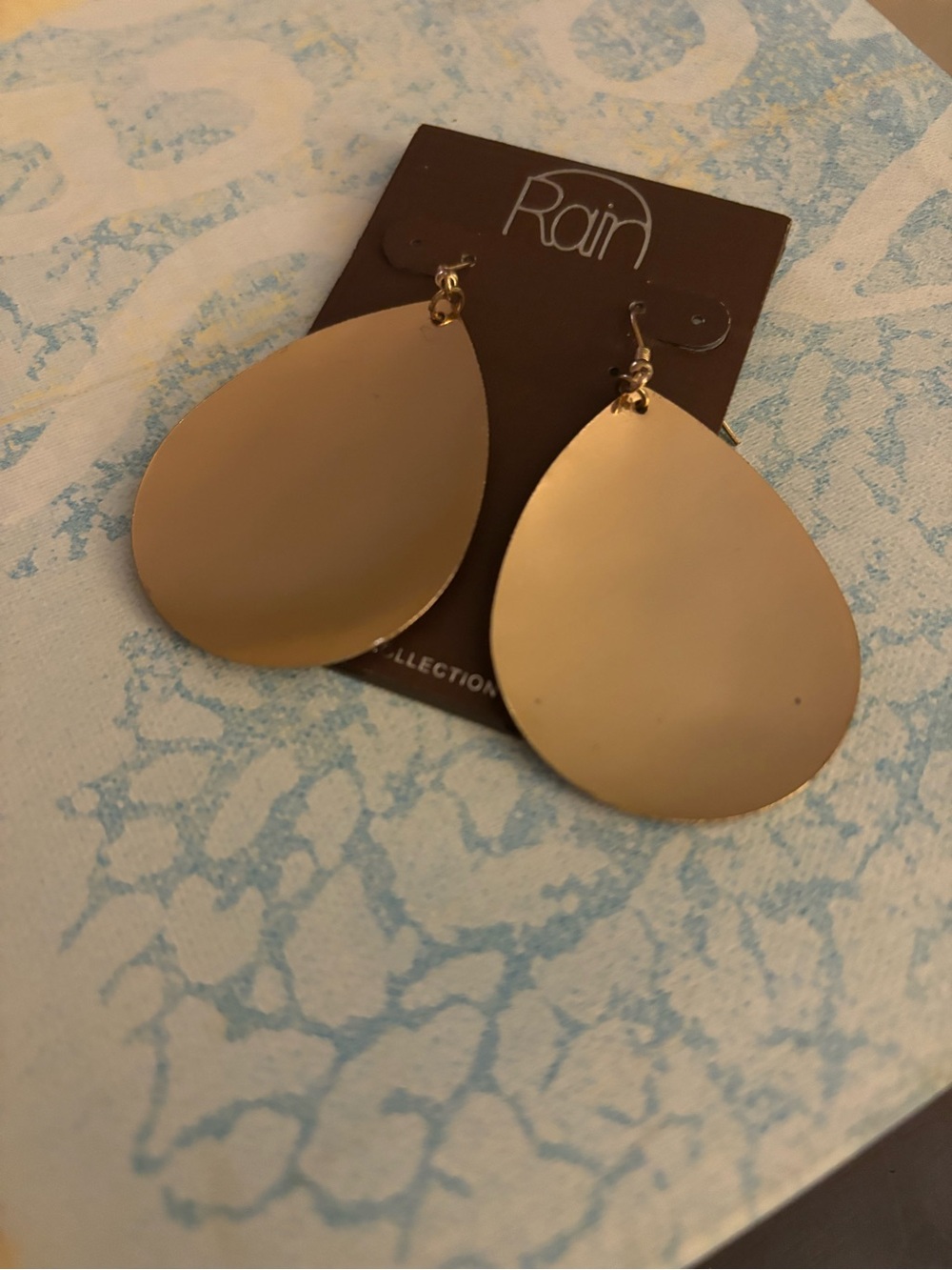 Peacock painted earrings by Rain. 2 inches long gold-tone look backings $9.00 - Picture 3 of 4